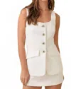 Main Strip Karla Square Neck Button Down Sleeveless Blazer Romper In Off-white In White