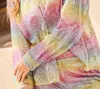 Main Strip Steffie Sequin Long Sleeve Top In Rainbow