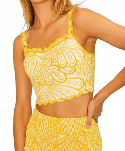 Main Strip Sunshine Eyelet Top In Yellow