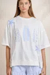 Main Strip Surfboard Patchwork Tee In White In White