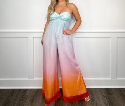 Main Strip Tempting Fate Lightweight Strapless Ombre Jumpsuit In Multi