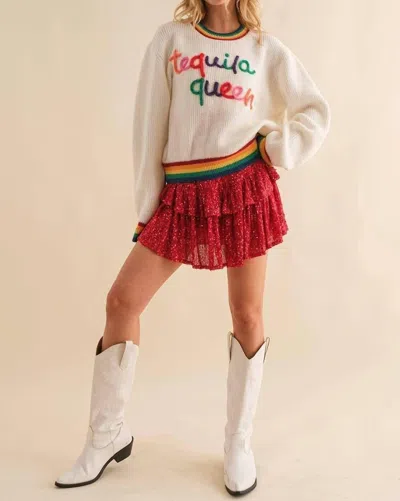 Main Strip Tequila Queen Sweater In White