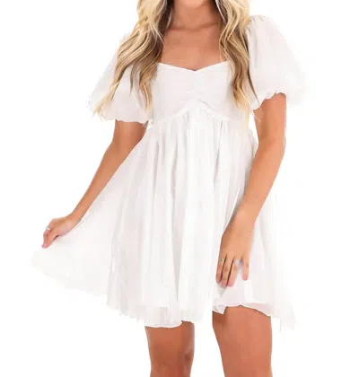 Main Strip Token Of Love Babydoll Dress In White