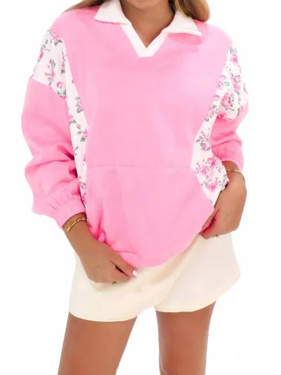 Main Strip Very Cutesy Floral Pullover Sweatshirt In Pink In Multi