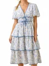 Main Strip Vintage Horse Toile Midi Dress In Blue In Multi