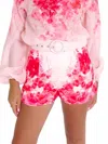 Main Strip Watercolor Garden Belted Shorts In Pink In Pink
