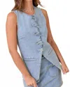 Main Strip Women's Bow Denim Vest In Light Denim