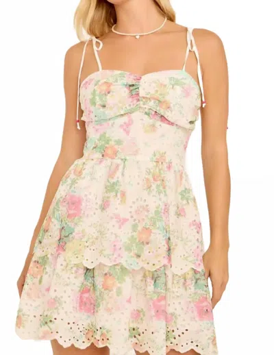 Main Strip Women's Floral Eyelet Midi Dress In White