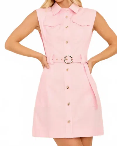 Main Strip Women's Sleeveless Belted Mini Dress In Pink