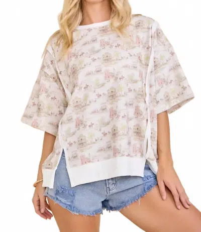 Main Strip Women's Western Scenic Print Relaxed Fit Top In Ivory In Multi