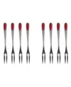 Maine Man Seafood Set Of 8 Stainless Steel And Silicone Forks In Red