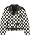 MAINLESS CHECK-PATTERN BIKER JACKET