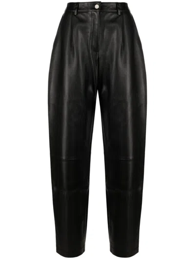 Mainless Lederhose Mit Bundfalten In Black