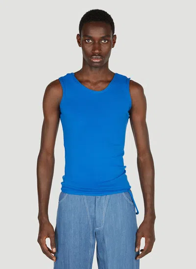 Mainline:rus/fr.ca/de Asymmetric Tank Top In Blue