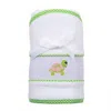 Mainstreet Collection Girl's Turtle Smocked Hooded Towel In Green