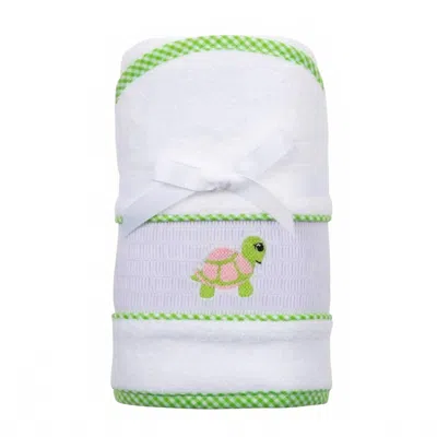 Mainstreet Collection Girl's Turtle Smocked Hooded Towel In Green