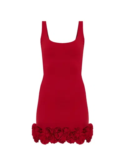 Maio Paris Begonia Floral-appliqué Mini Dress In Red