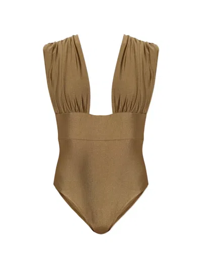 Maio Paris Monceau Gathered Swimsuit In Brown