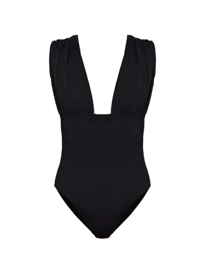 Maio Paris Monceau Ruched-detail Swimsuit In Black