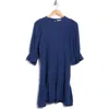 Maisie Bubble Sleeve Cotton Gauze Minidress In Blue