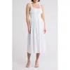 Maisie Corset Cotton Midi Dress In White