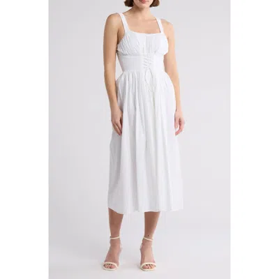 Maisie Corset Cotton Midi Dress In White