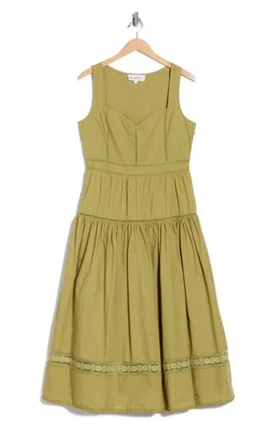Maisie Cotton Poplin Midi Dress In Green