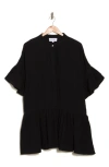 Maisie Double Cotton Gauze Minidress In Black