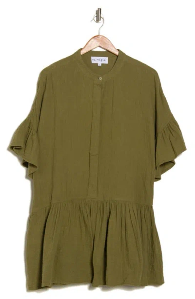 Maisie Double Cotton Gauze Minidress In Green