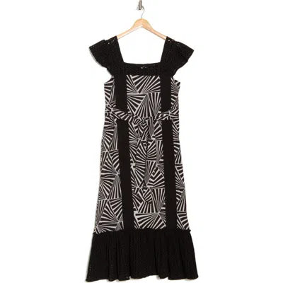 Maisie Embroidered Eyelet Cap Sleeve Cotton Midi Dress