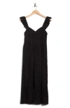 Maisie Embroidered Eyelet Ruffle Strap Cotton Midi Dress