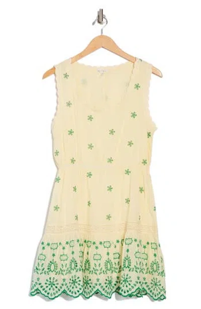 Maisie Embroidered Eyelet Sleeveless Cotton Minidress