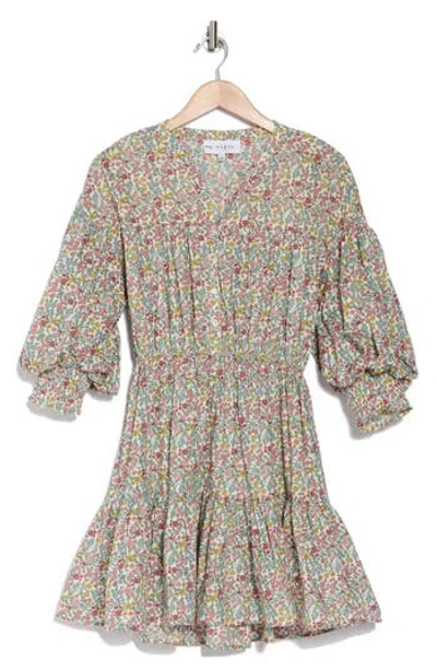 Maisie Floral Balloon Sleeve Cotton Minidress In Multi Floral