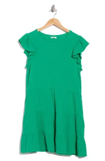 Maisie Flutter Sleeve Tiered Cotton Dress