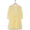 Maisie Long Sleeve Eyelet Button-up Minidress In Butter Yellow