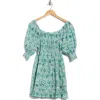 Maisie Off The Shoulder Bubble Sleeve Cotton Minidress In Blue
