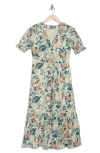 Maisie Puff Sleeve Midi Dress With Crochet Trim