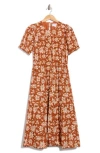 Maisie Rubin Short Puff Sleeve Tiered Maxi Dress In Brown