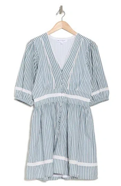 Maisie Stripe Puff Sleeve Lace Trim Fit & Flare Dress In Multi