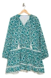 Maisie Tassel Tie Long Sleeve Tiered Minidress