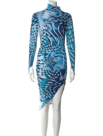 Pre-owned Maisie Wilen Animal Print Knee-length Dress In Blue