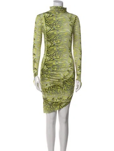 Pre-owned Maisie Wilen Animal Print Mini Dress W/ Tags In Yellow