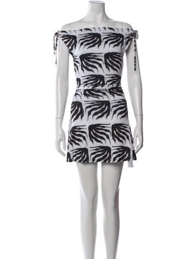 Pre-owned Maisie Wilen Animal Print Mini Dress In White