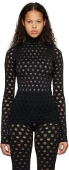 Maisie Wilen Black Perforated Turtleneck In Black