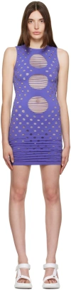Maisie Wilen Blue Perforated Minidress In Midngt Midnight