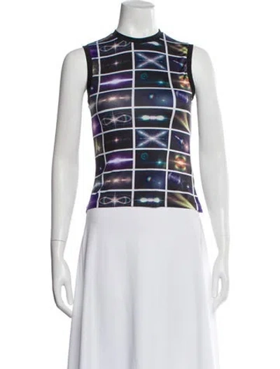 Pre-owned Maisie Wilen Graphic Print Crew Neck Top In Blue