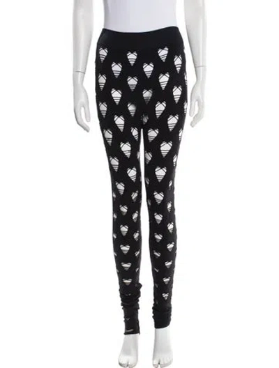 Pre-owned Maisie Wilen Graphic Print Cutout Accent Sweatpants In Black