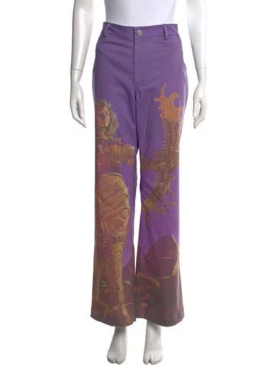Pre-owned Maisie Wilen Graphic Print Flared Pants In Purple