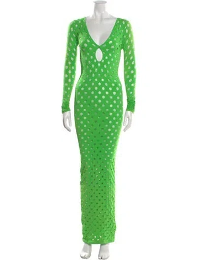 Pre-owned Maisie Wilen Graphic Print Long Dress In Green