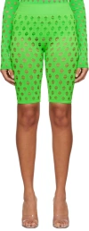 Maisie Wilen Green Perforated Shorts In Chartreuse